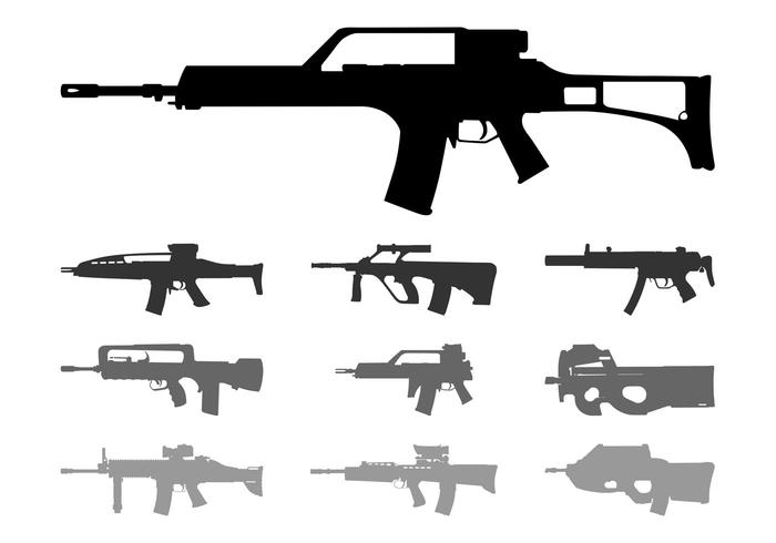 Automatic Weapons Silhouettes Automatic Weapons Silhouettes