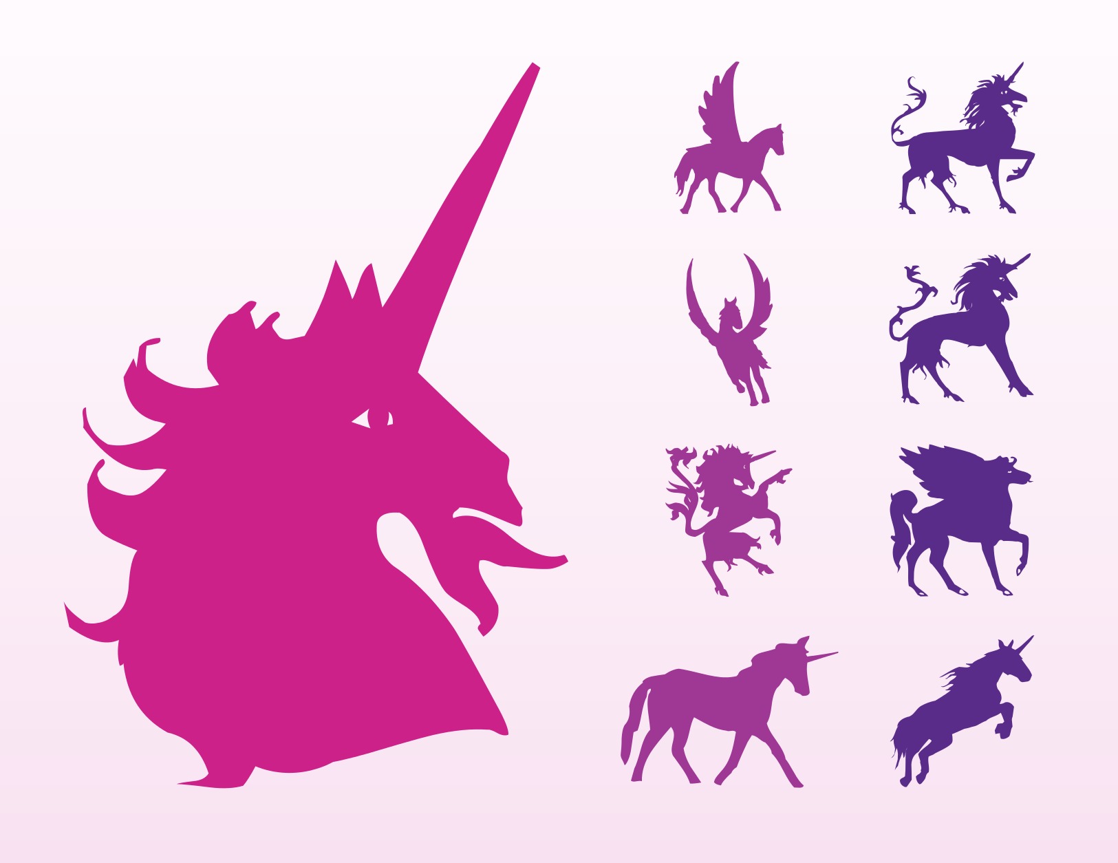 Unicorns And Horses Silhouettes Download Free Vector Art Stock