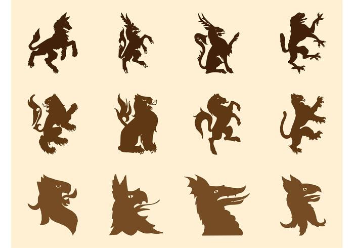 Heraldic Beasts Silhouettes Heraldic Beasts Silhouettes