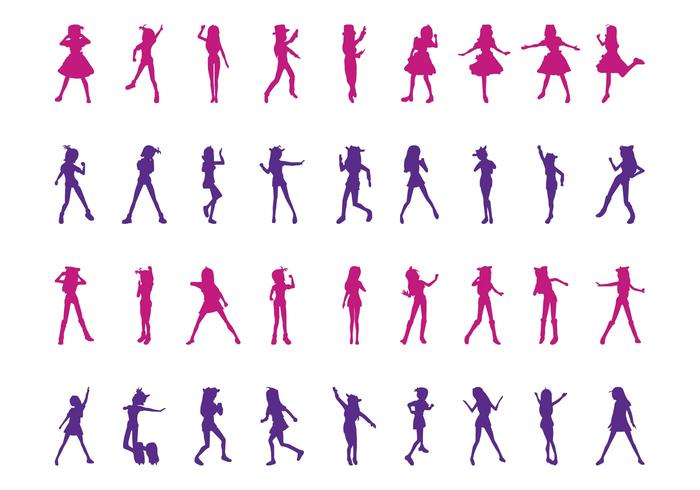Dancing Girls Silhouettes Set Dancing Girls Silhouettes Set