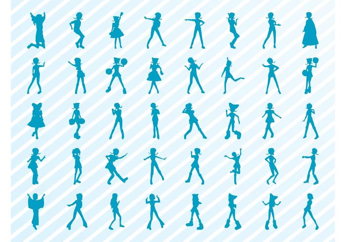 Dancing Girls Silhouette Set Dancing Girls Silhouette Set
