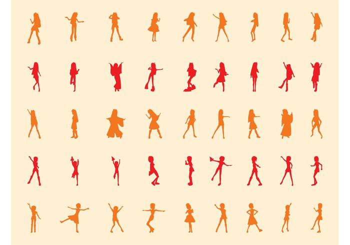 Happy Girls Silhouettes Happy Girls Silhouettes