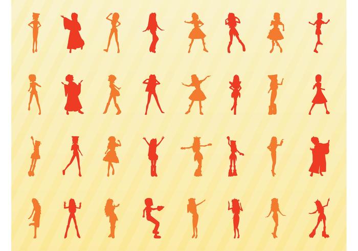 Vector Girl Silhouettes Vector Girl Silhouettes