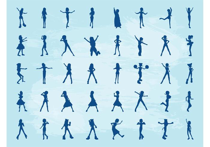 Girl Silhouettes Vector Girl Silhouettes Vector