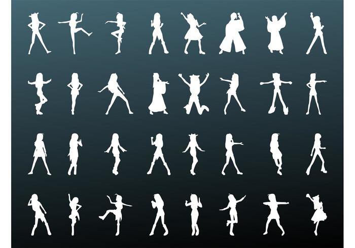 Girls Vector Silhouettes Girls Vector Silhouettes