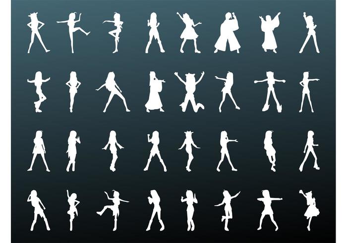 Girls Vector Silhouettes