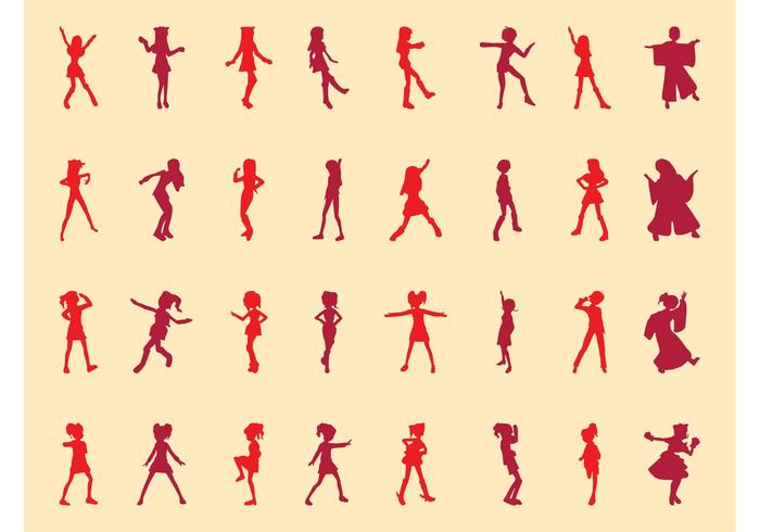 Girls Silhouettes Vector Set Girls Silhouettes Vector Set