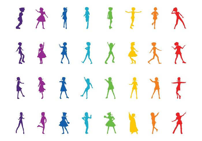 Colorful Girl Silhouettes Colorful Girl Silhouettes