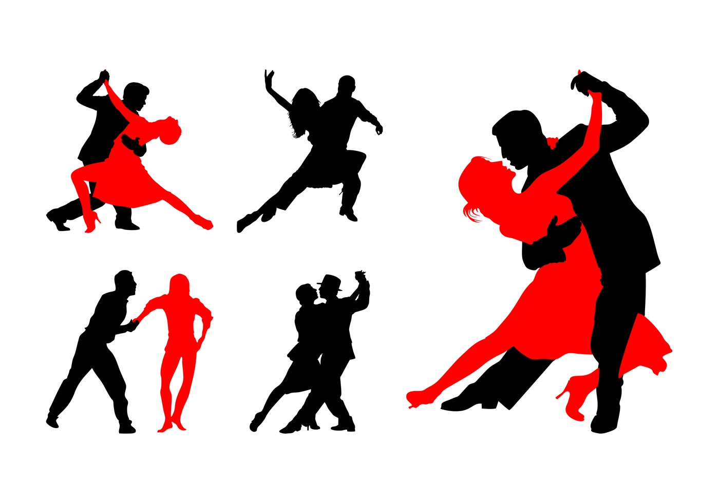 Dancing Couples Silhouettes - Download Free Vector Art 
