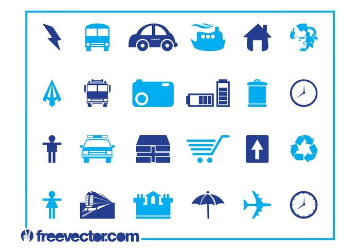 Blue Icons Set Graphics Blue Icons Set Graphics
