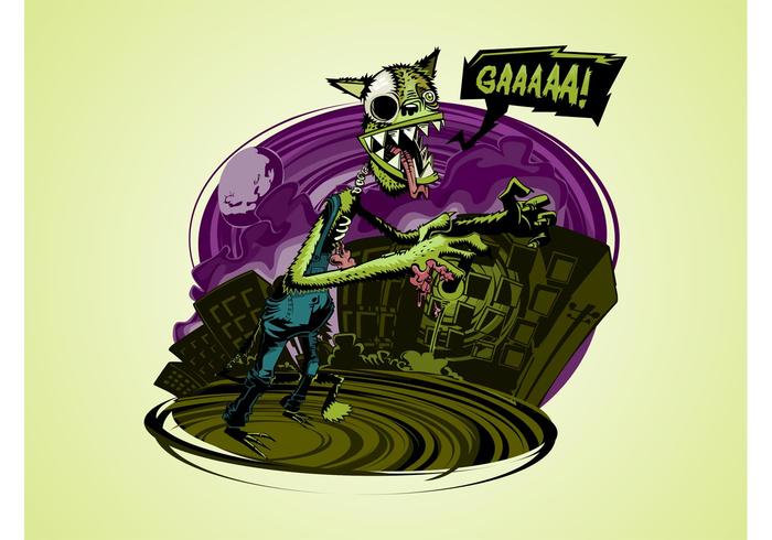 Cartoon Zombie Wolf Cartoon Zombie Wolf