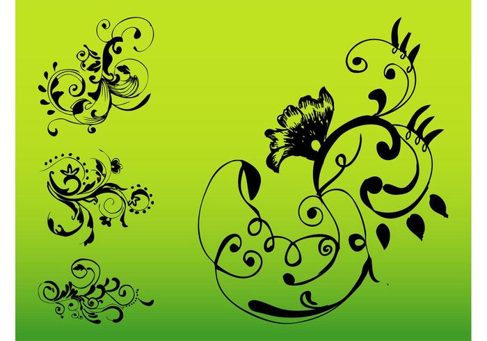 Swirling Floral Decorations Set Swirling Floral Decorations Set