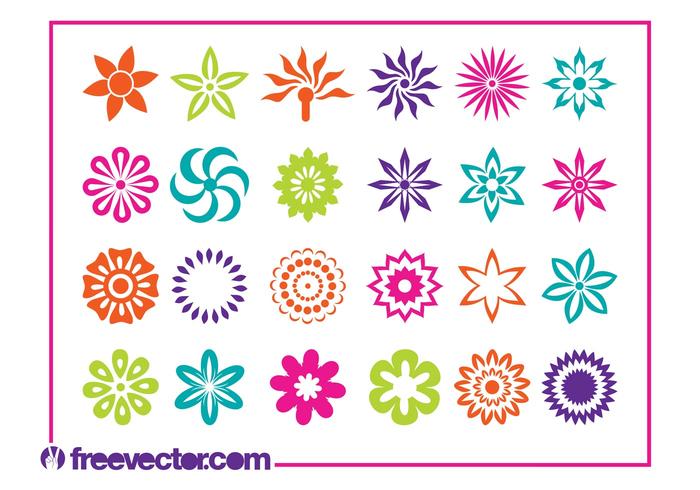 Flower Blossoms Icons Set Flower Blossoms Icons Set