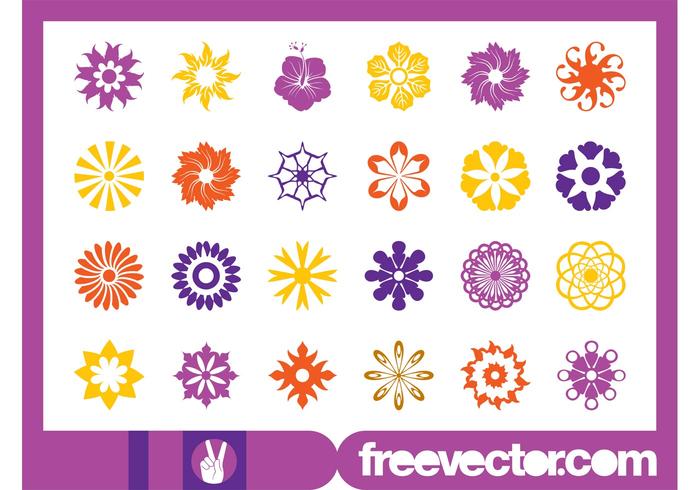 Floral Blossoms Icons Set Floral Blossoms Icons Set