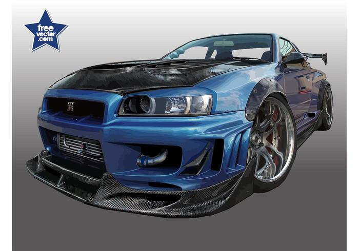 Blue Nissan Skyline vector