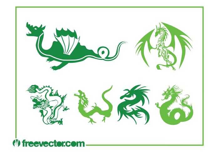 Dragons Vector Graphics Set Dragons Vector Graphics Set