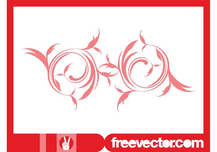 Red Floral Swirl Vector Ornament Red Floral Swirl Vector Ornament