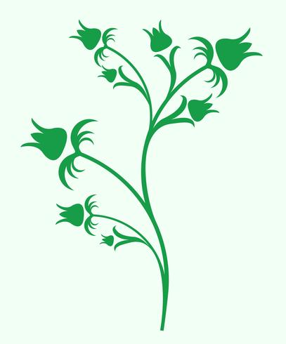 Blooming Green Flower Vector Silhouette Blooming Green Flower Vector Silhouette