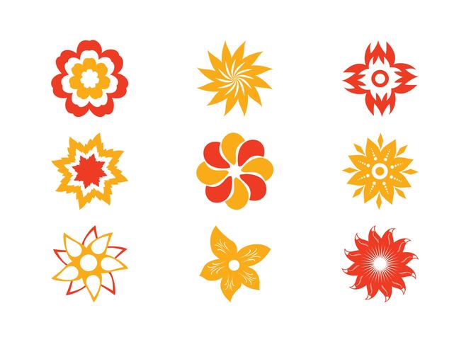 Stylized Flower Blossoms Set Stylized Flower Blossoms Set
