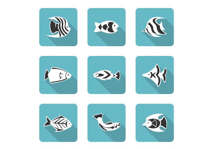 Iconos de pescado estilizado conjunto de vectores