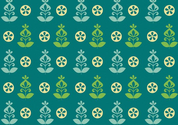 Teal Green Retro Flower Vector Pattern
