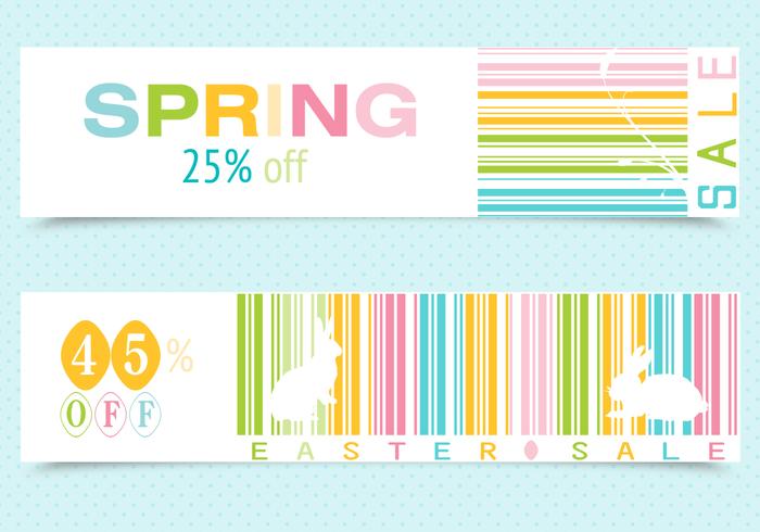 Primavera de Pascua Barcode Banner Vectores