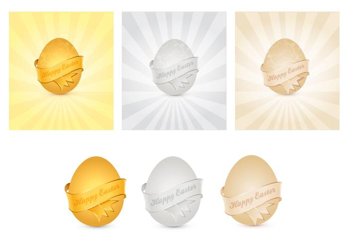 Golden, Silver, and Bronze Easter Egg Vectors