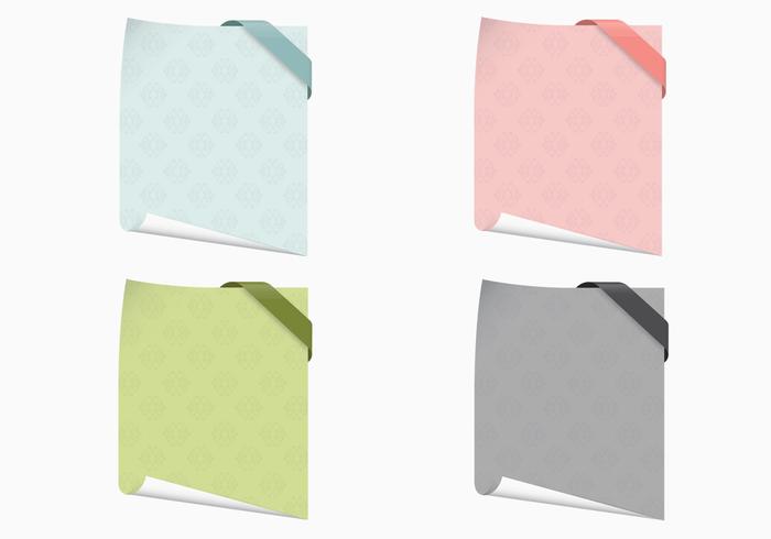 Curled Patterned Note Papers Vector Set