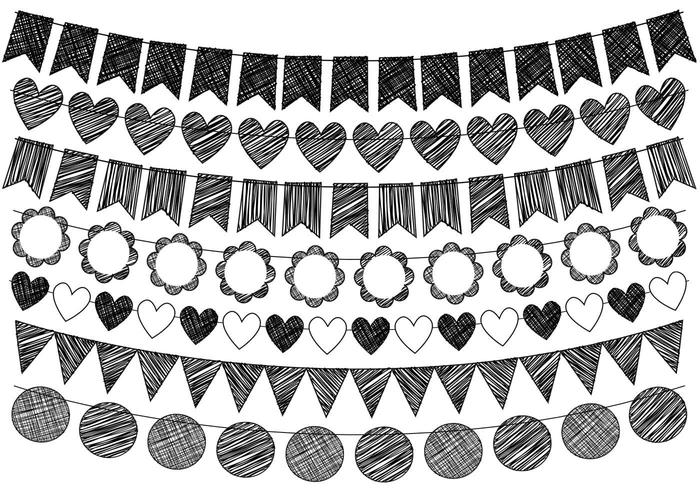 Hand Drawn Doodle Bunting Vectors