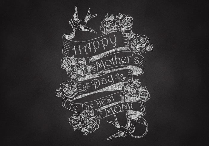 Chalk Drawn Mother's Day Ribbon Banner Vector