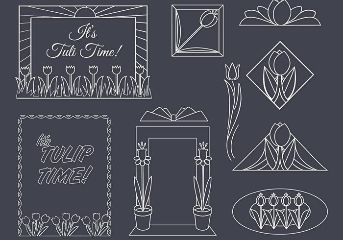 Art Deco Tulips Vector Set