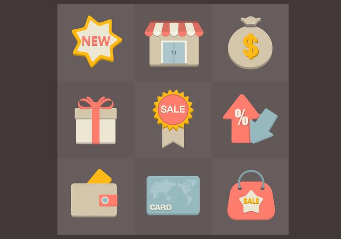 Flat Shopping Icons Vector Set