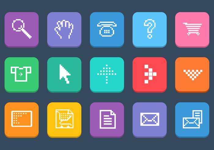 Various Pixel Web Icons Vector Set