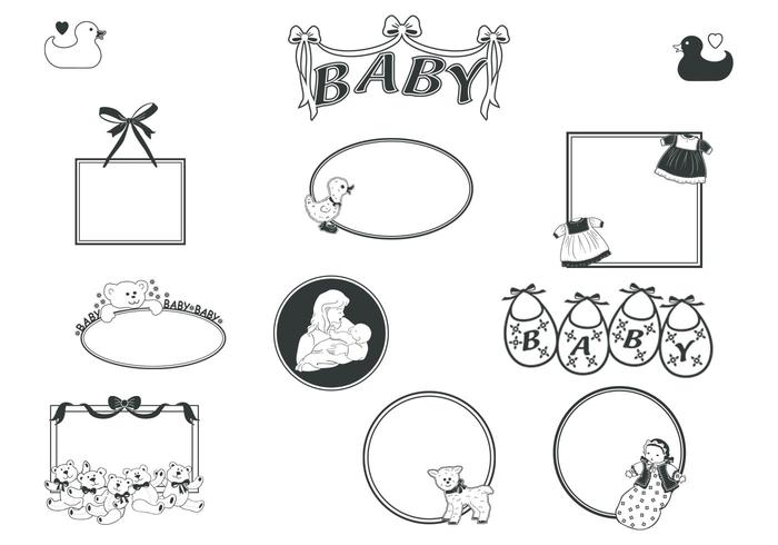 Retro Baby Frames Vector Pack