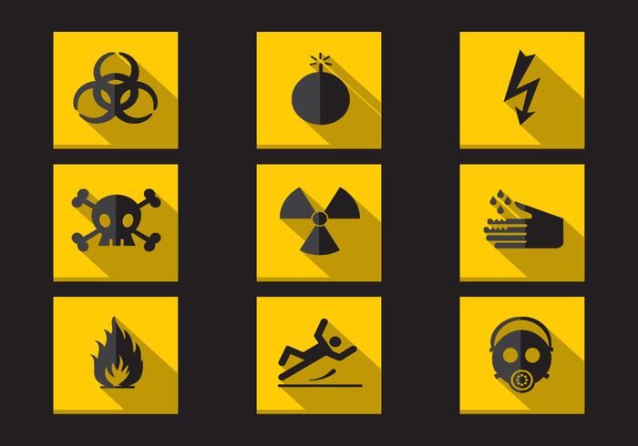 Danger Warning Flat Icons Vector Collection