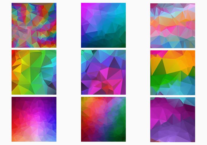 Rainbow Polygonal Backgrounds Vector Set