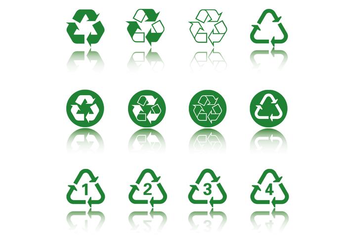 Pack de vectores de iconos de reciclaje verde