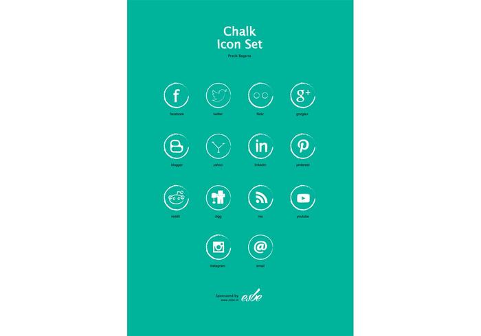 Chalk Social Media Icon Vector Set Chalk Social Media Icon Vector Set