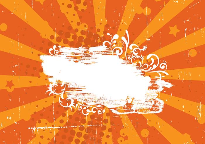 Grunge Orange Sunburst Vector Background