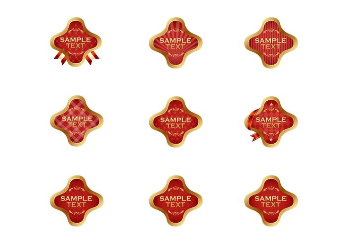 Gold Red Label Vector Set