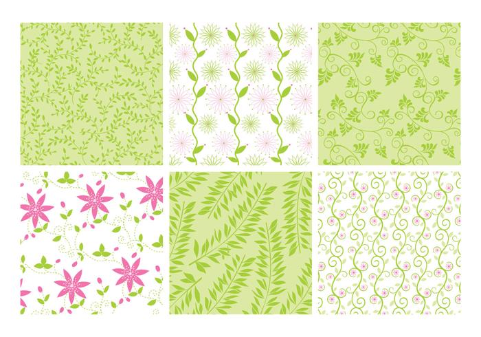 Pink Green Floral Backgrounds Vector Set