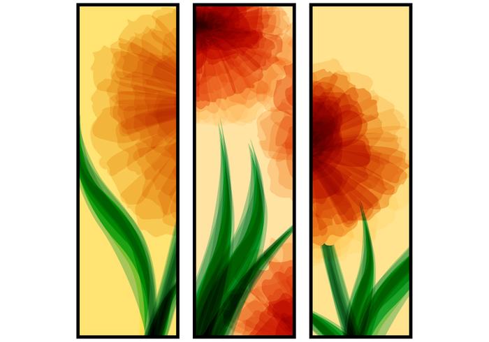 Abstract Red Flower Banners Vector Set