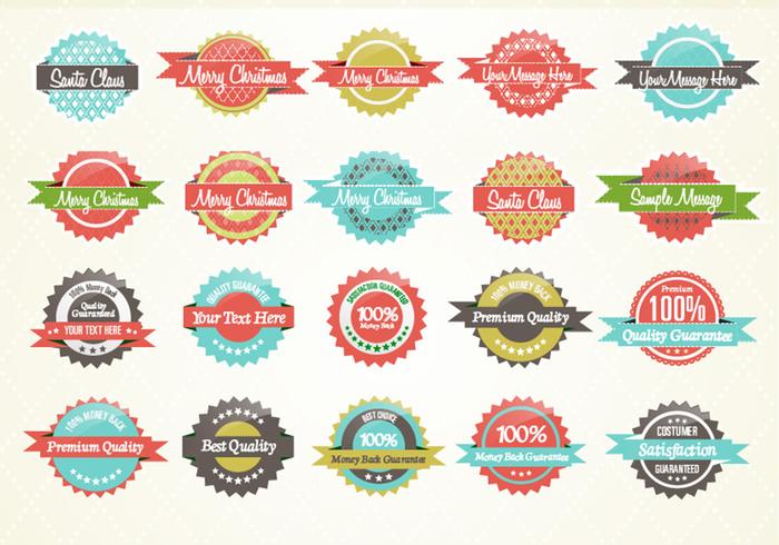 Retro Patterned Label Set Vector