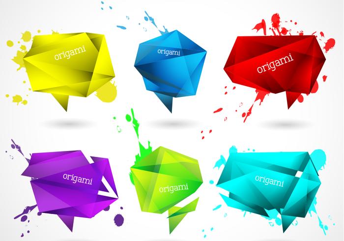 Splattered Origami Banners Vector Set