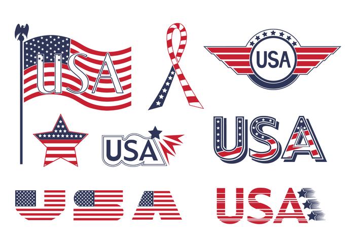 USA Flag Elements Vector Collection