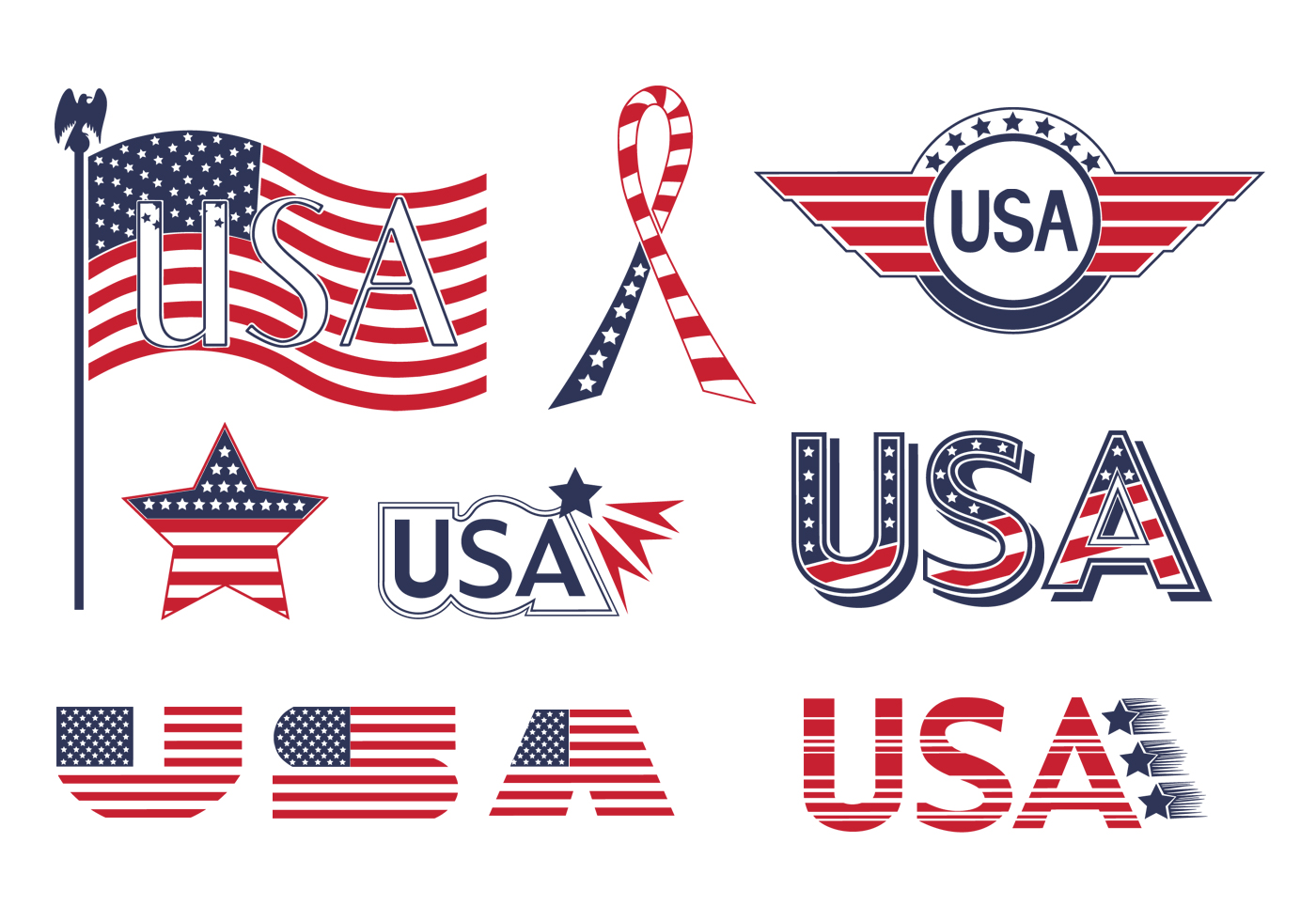 Download USA Flag Elements Vector Collection 80847 Vector Art at ...