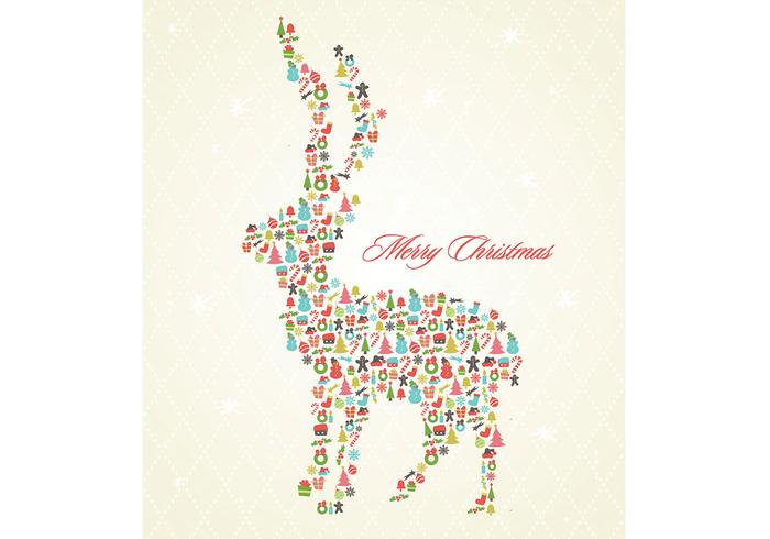 Retro Christmas Reindeer Background Vector