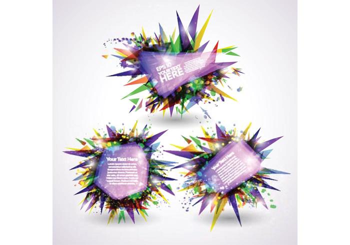 3D Shiny Explosion Banners Vector Set