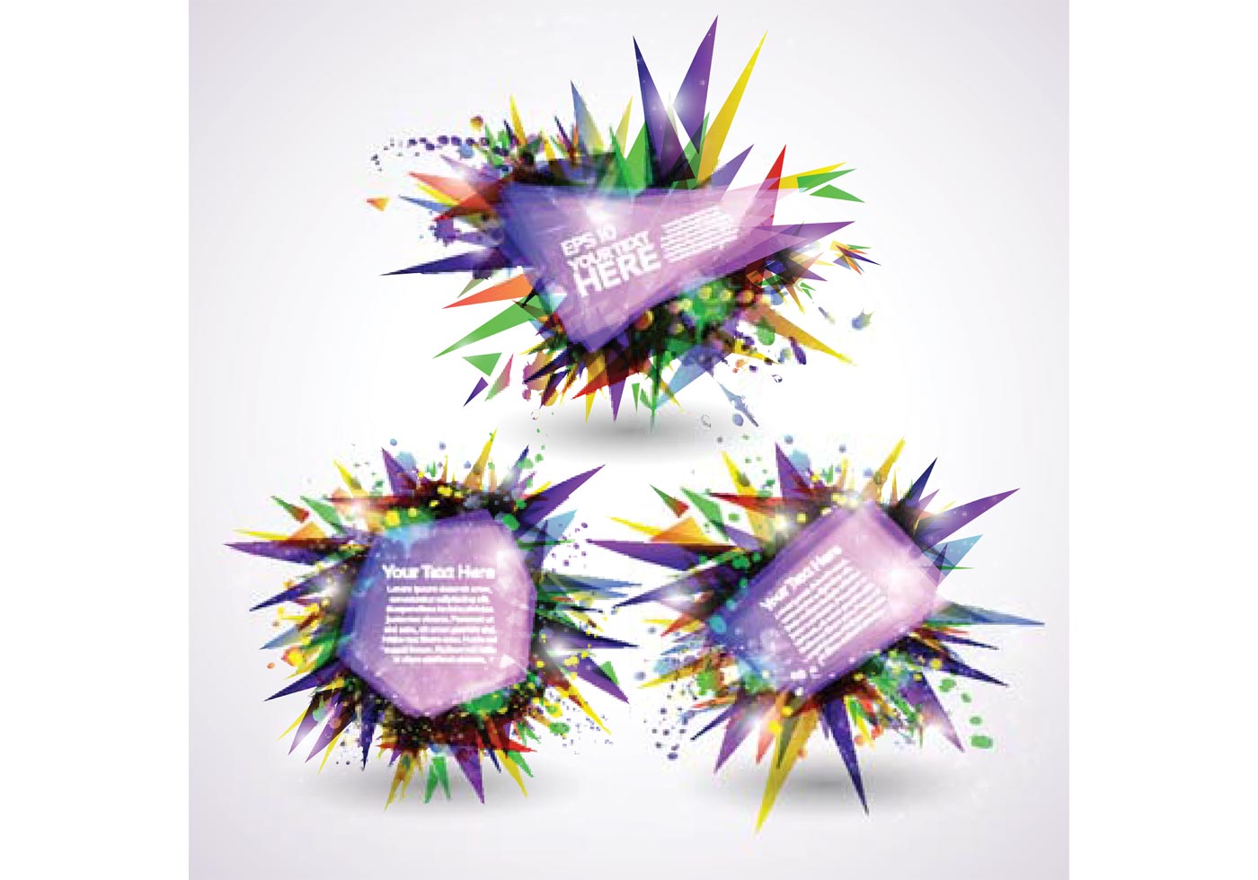 Download 3D Shiny Explosion Banners Vector Set - Download Free Vectors, Clipart Graphics & Vector Art