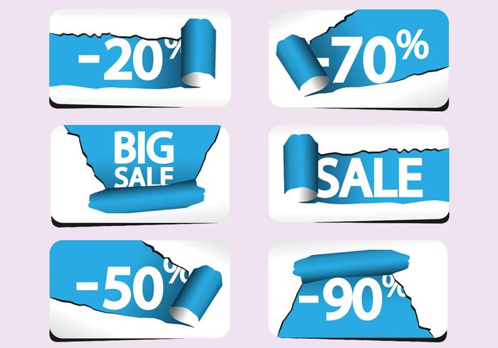 Torn Paper Sale Labels Vector Pack